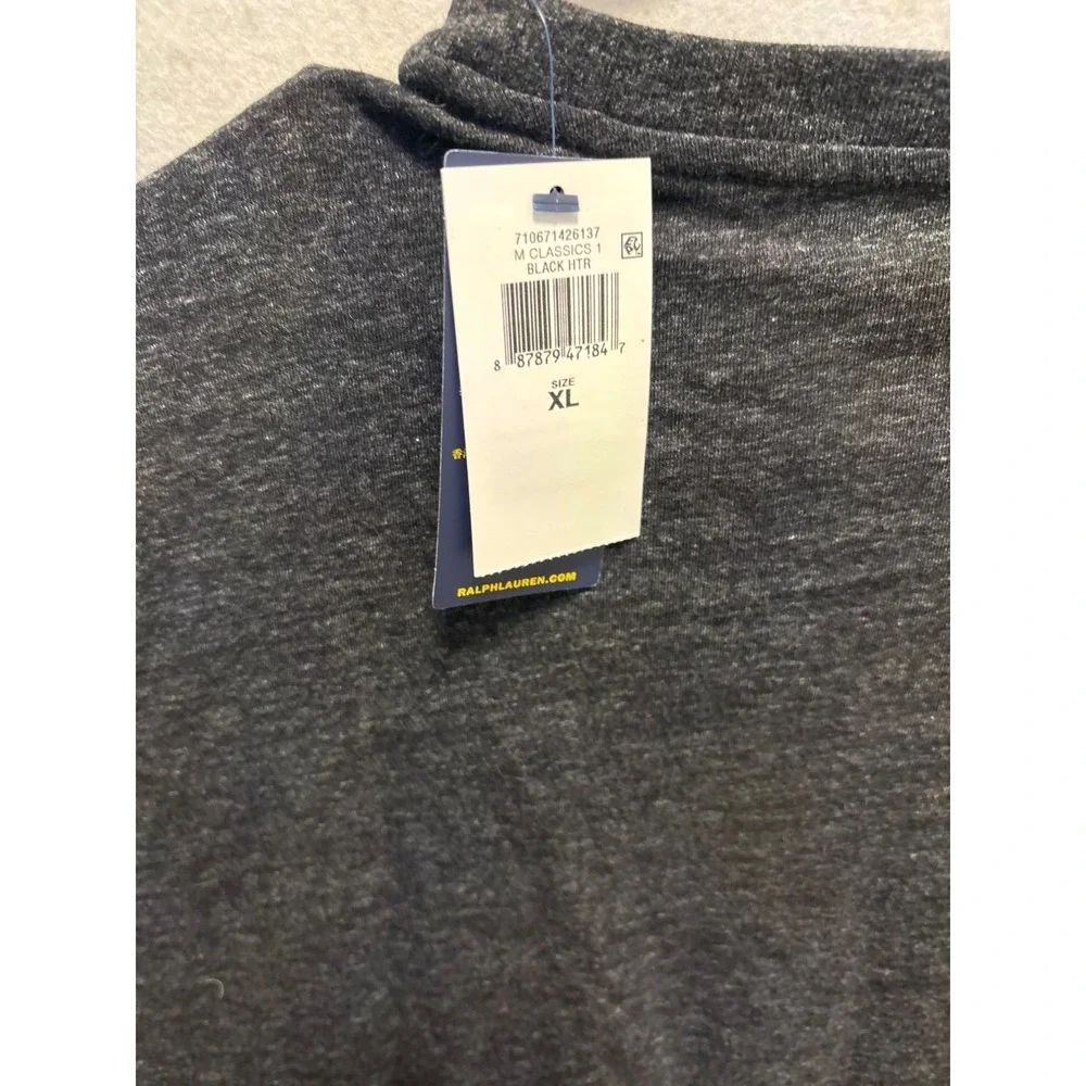 Polo Ralph Lauren Mens T-Shirt XL Classic Fit Charcoal Gray Crew Neck Cotton Ble